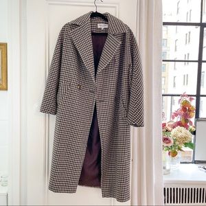 Helene Berman Double Breasted Wool Blend Check Coat- Multi US 6